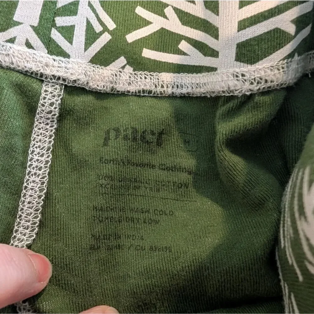 Pact Organic Cotton Pajama Set Green Tree Print Womens Small Lounge Set